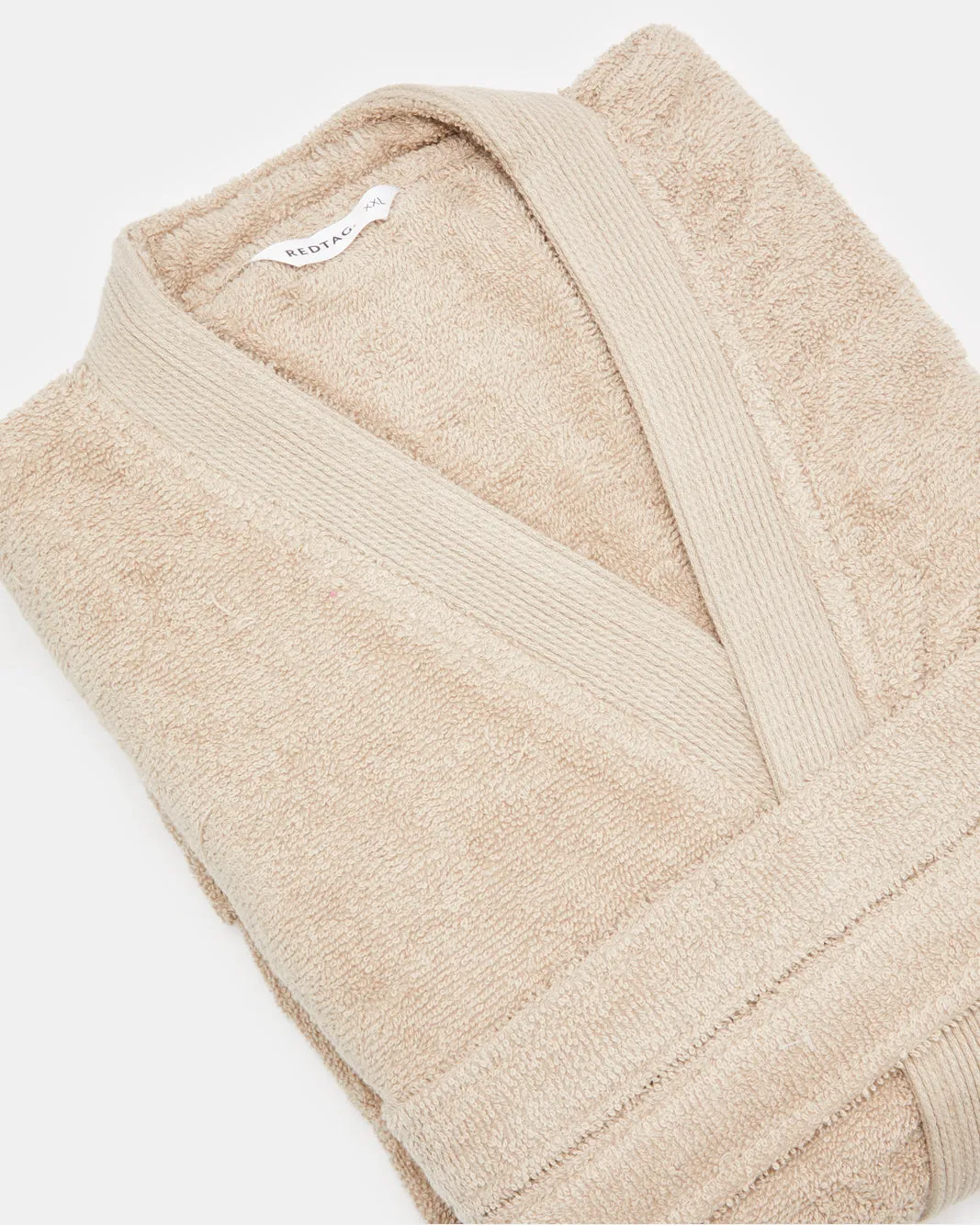 Beige Essence Kimono Bathrobe With Ribbed Border sold by Redtag product image thumbnail 3