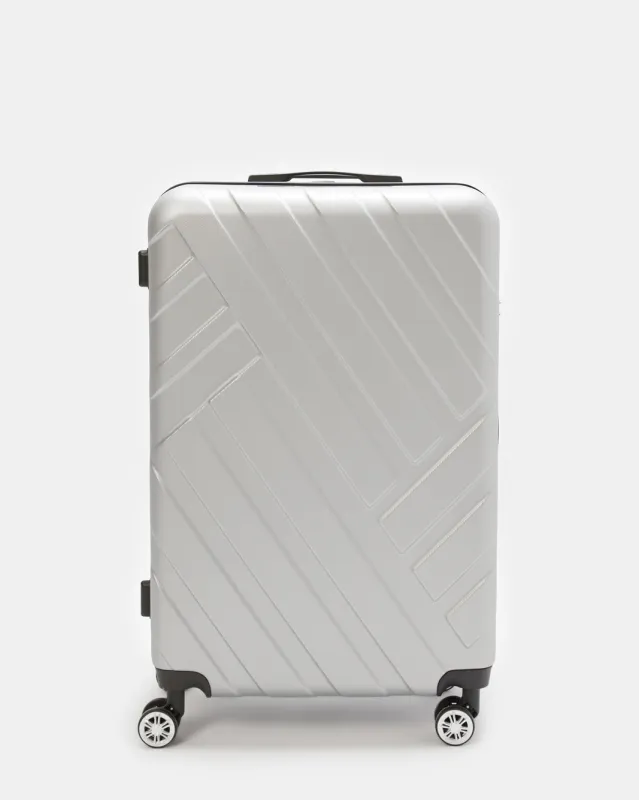 Grey Textured Trolley Luggage 24 Inch sold by Redtag
