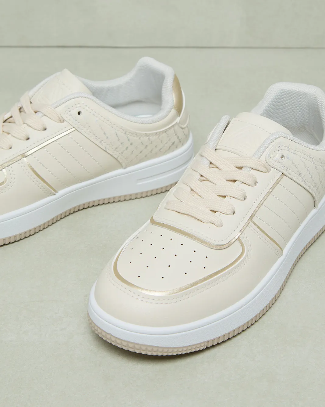 Women Beige Lace Up Sneakers sold by Redtag product image thumbnail 3