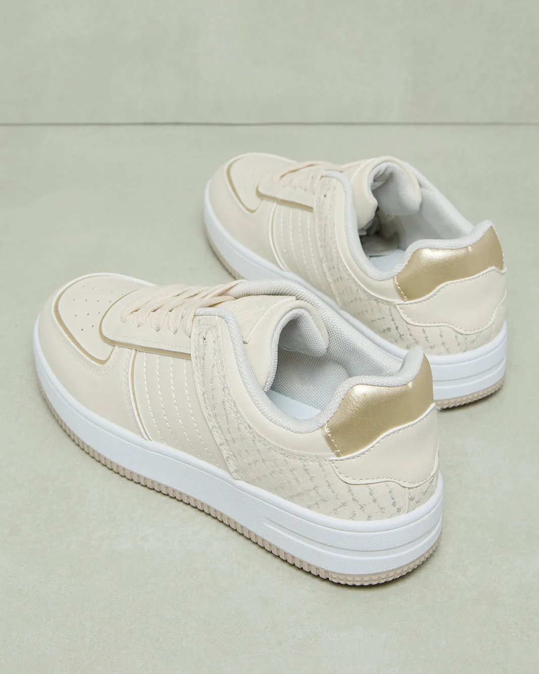 Women Beige Lace Up Sneakers sold by Redtag product image thumbnail 4