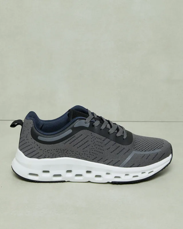 Men Charcoal Material Block Trainers sold by Redtag