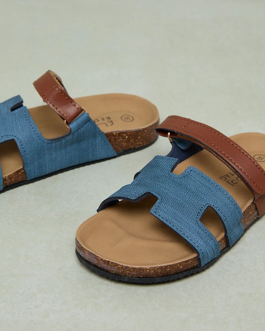 Boys Blue And Brown Cork Sandals sold by Redtag product image thumbnail 3