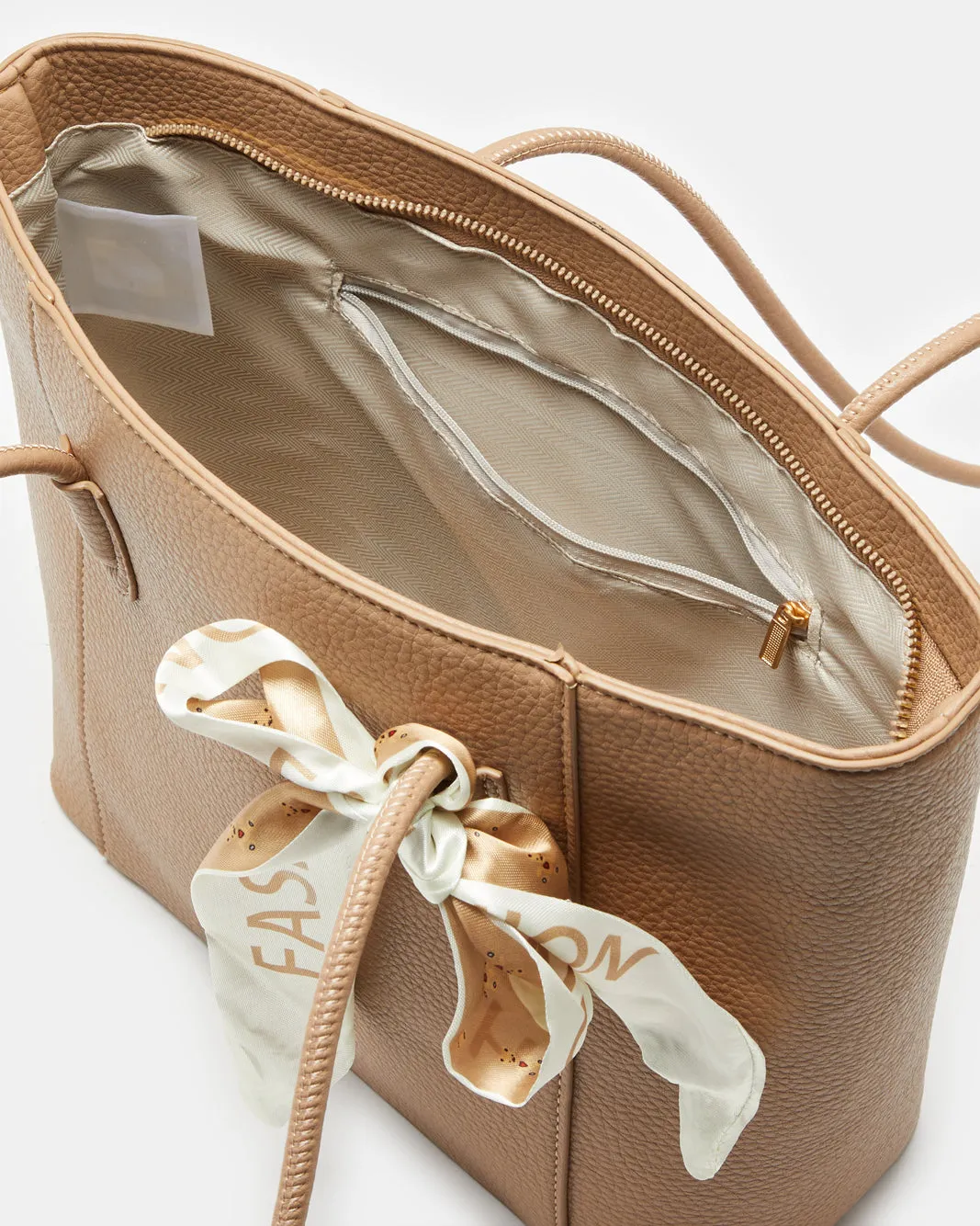 Women Taupe Day Bag With Scarf sold by Redtag product image thumbnail 4