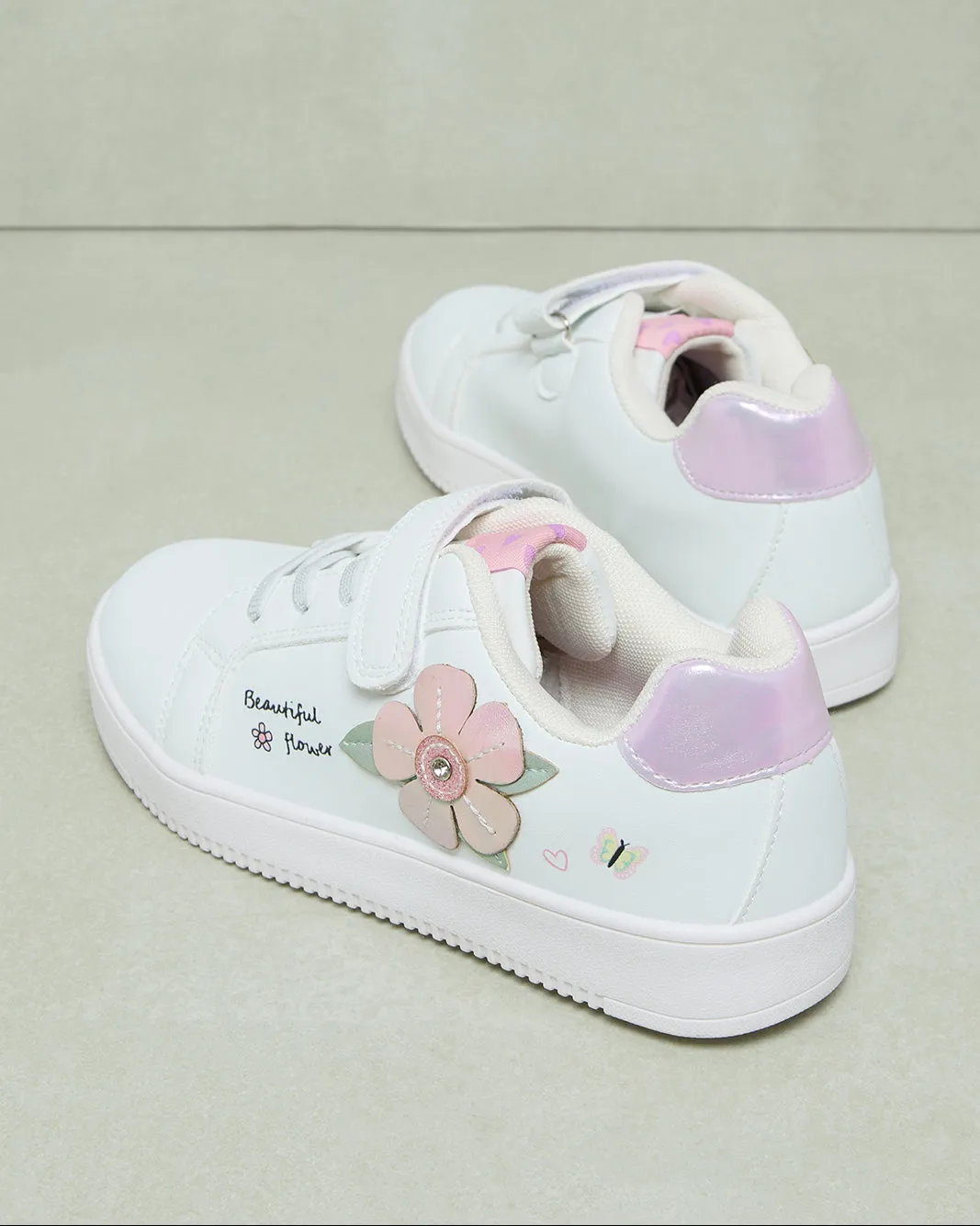 Senior Girls White Floral Embellishment Sneaker sold by Redtag product image thumbnail 2