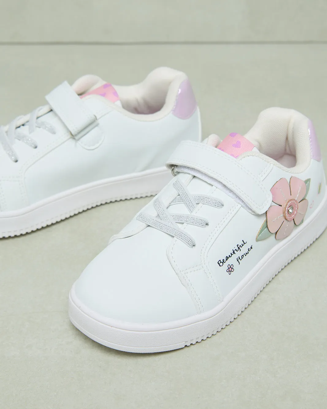 Senior Girls White Floral Embellishment Sneaker sold by Redtag product image thumbnail 3