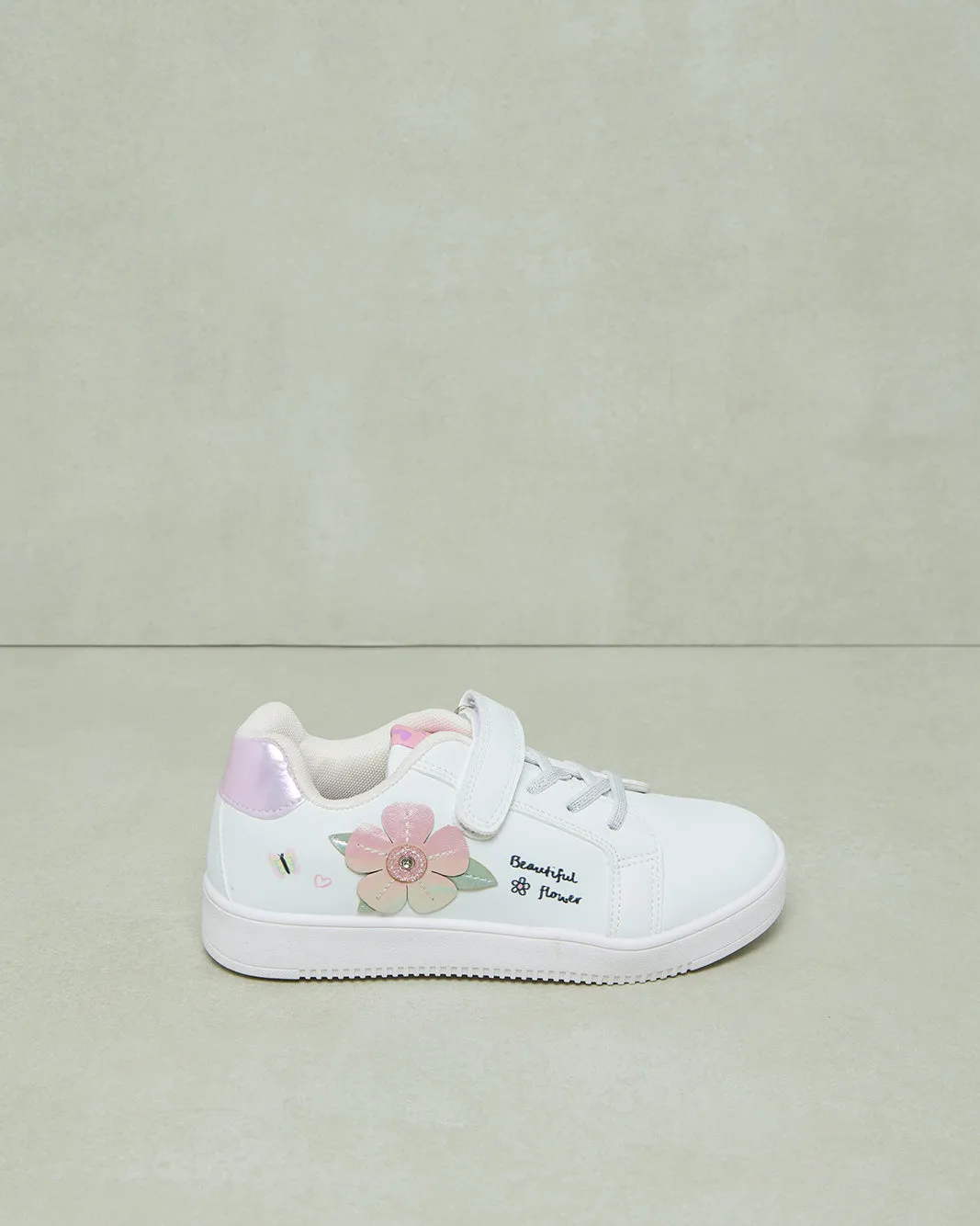 Senior Girls White Floral Embellishment Sneaker sold by Redtag