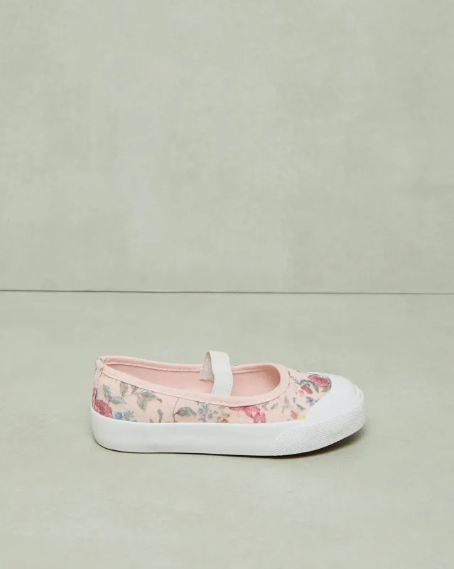 Girls White Floral Printed Canvas made by Redtag