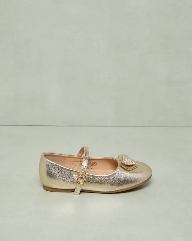 Girls Gold Heart Ballerina sold by Redtag