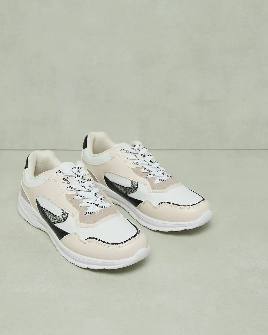 Women White Material Block Lace-Up Shoes sold by Redtag product image thumbnail 2