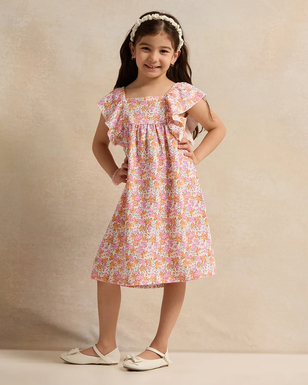 Girls Orange Printed Dress sold by Redtag product image thumbnail 4