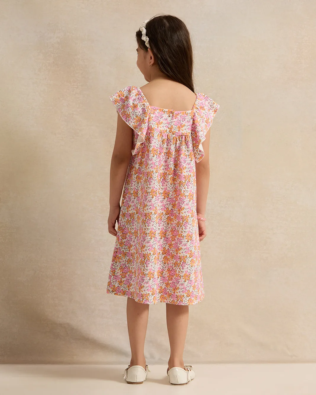 Girls Orange Printed Dress sold by Redtag product image thumbnail 3