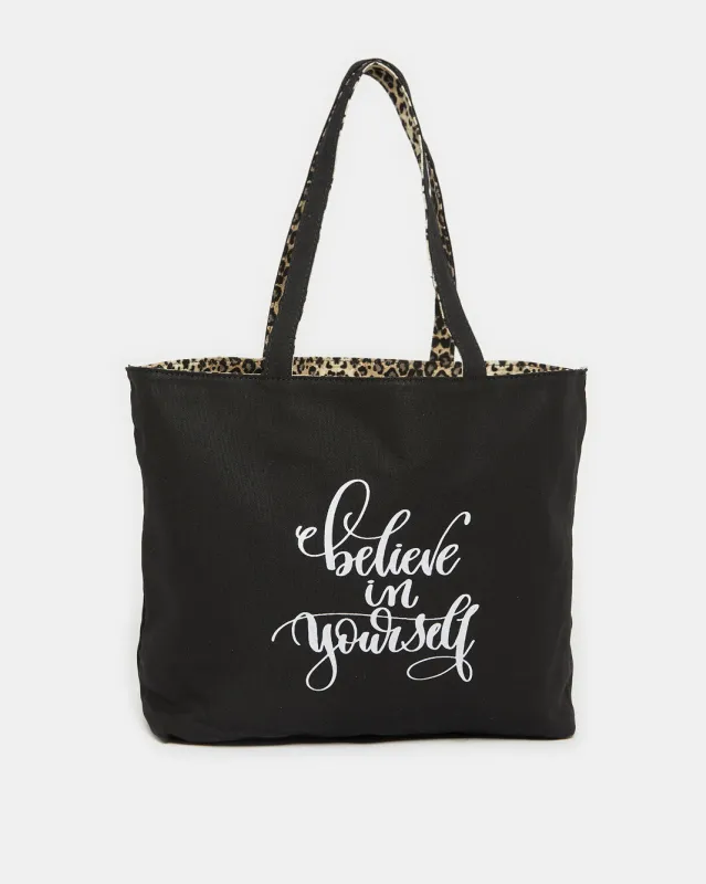 Women Black Printed Shopper Bag sold by Redtag