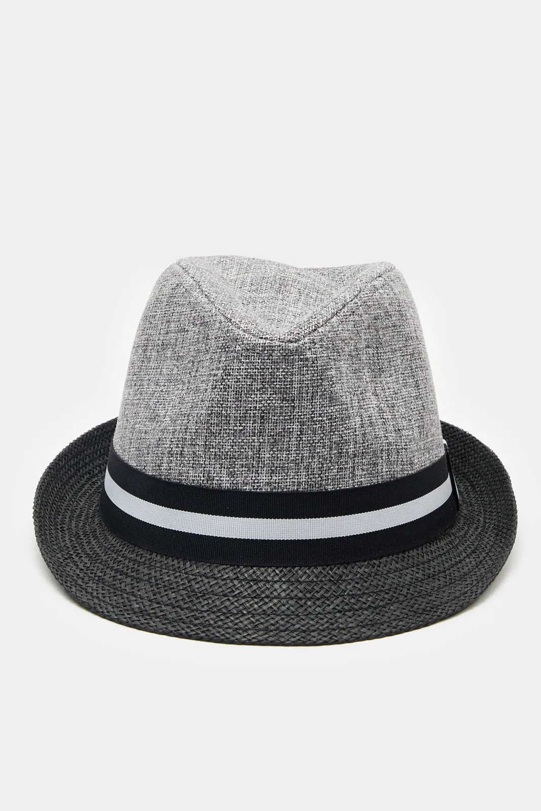 Boys Grey And Black Fedora Hats With Band sold by Redtag