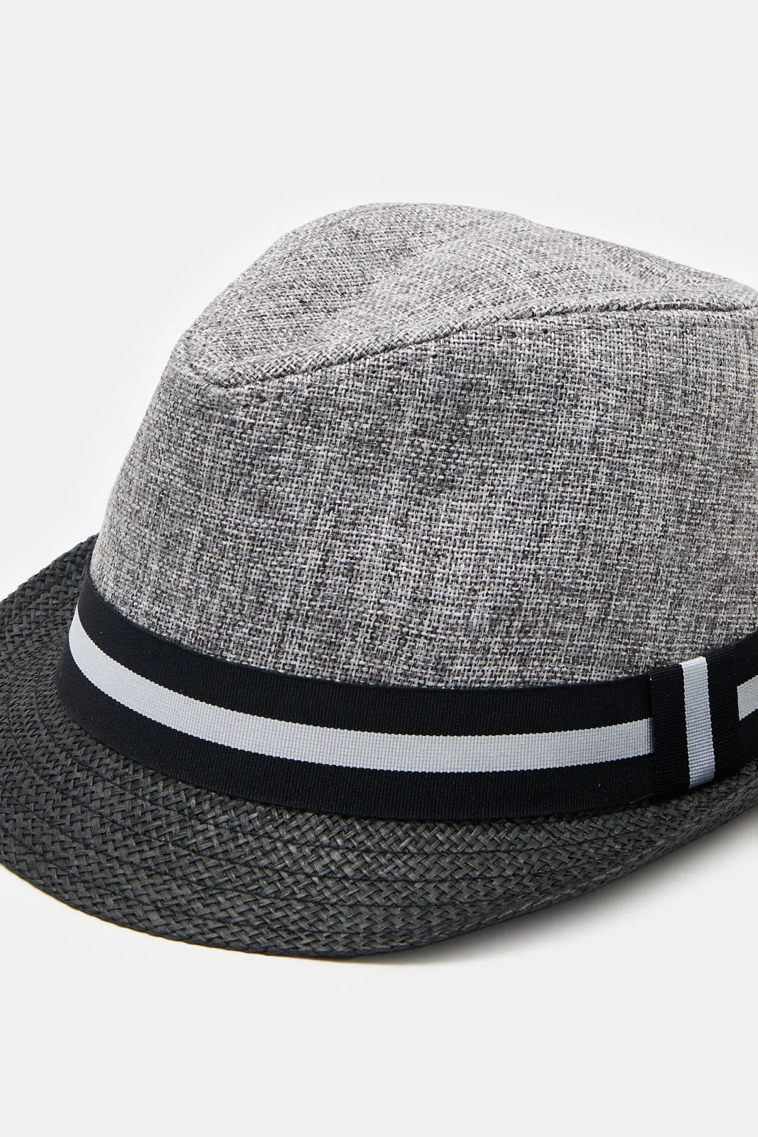 Boys Grey And Black Fedora Hats With Band sold by Redtag product image thumbnail 2