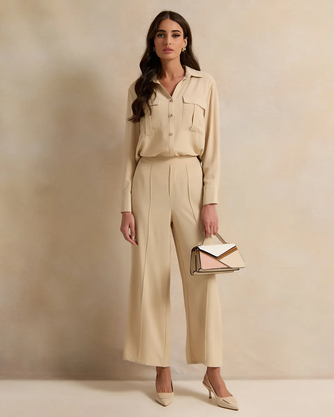 Women Beige Front Buttons Blouse sold by Redtag product image thumbnail 2