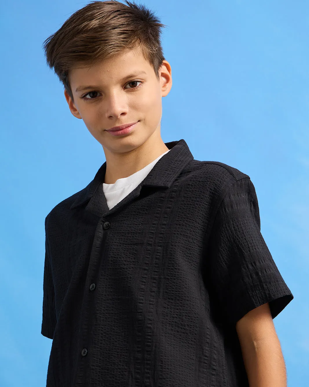 Senior Boys Black Shirt With White T-Shirt Set (2 Piece) sold by Redtag product image thumbnail 5