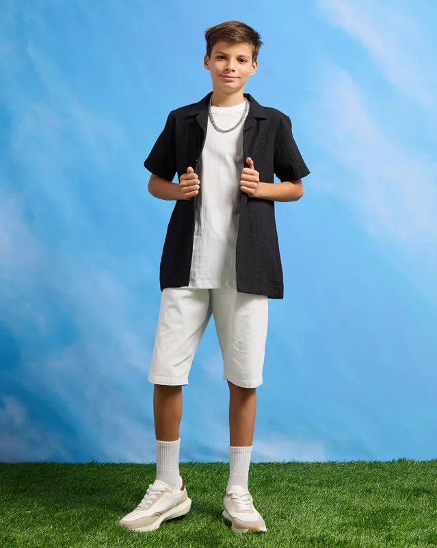 Senior Boys Black Shirt With White T-Shirt Set (2 Piece) sold by Redtag