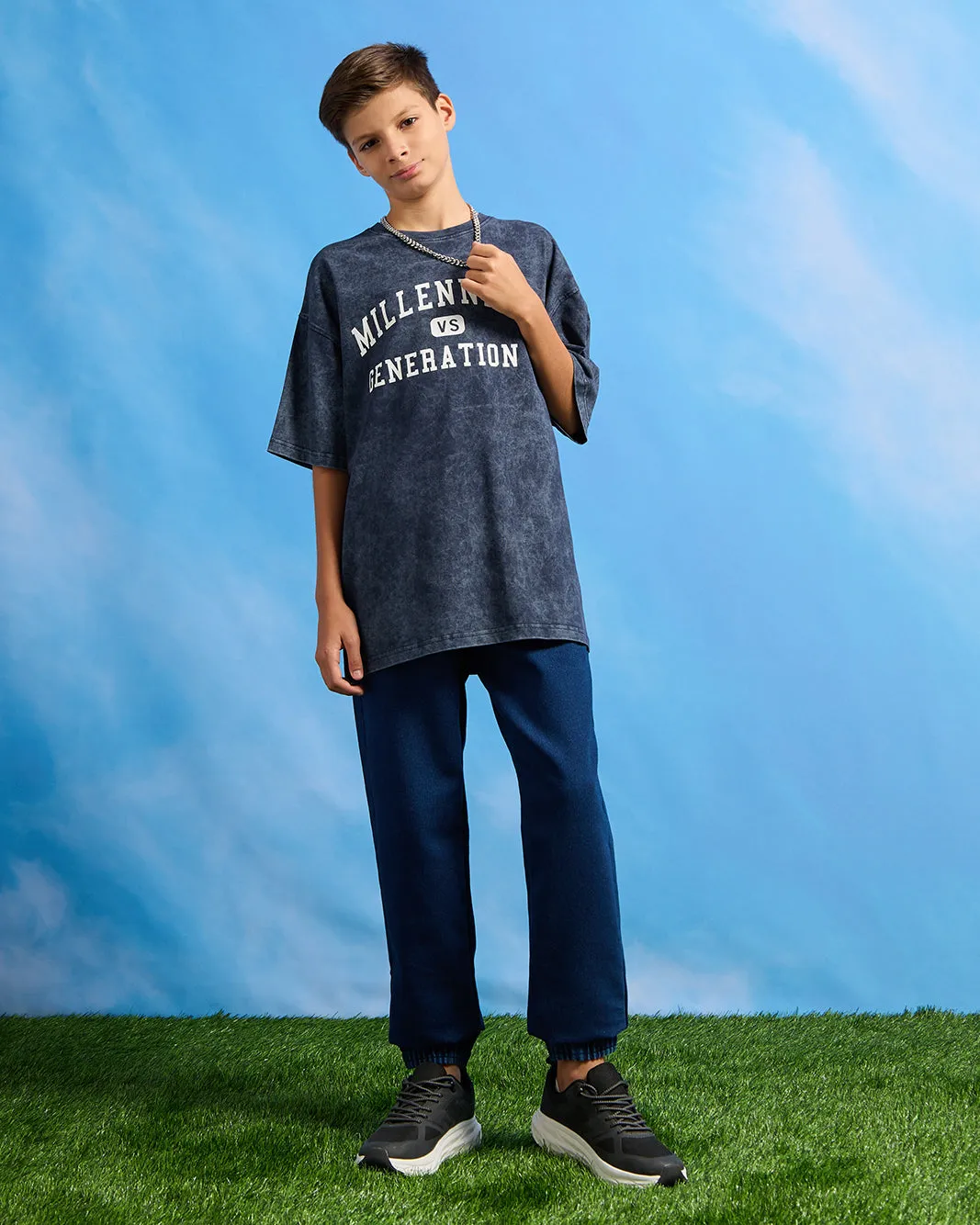 Senior Boys Blue Denim Joggers sold by Redtag product image thumbnail 2