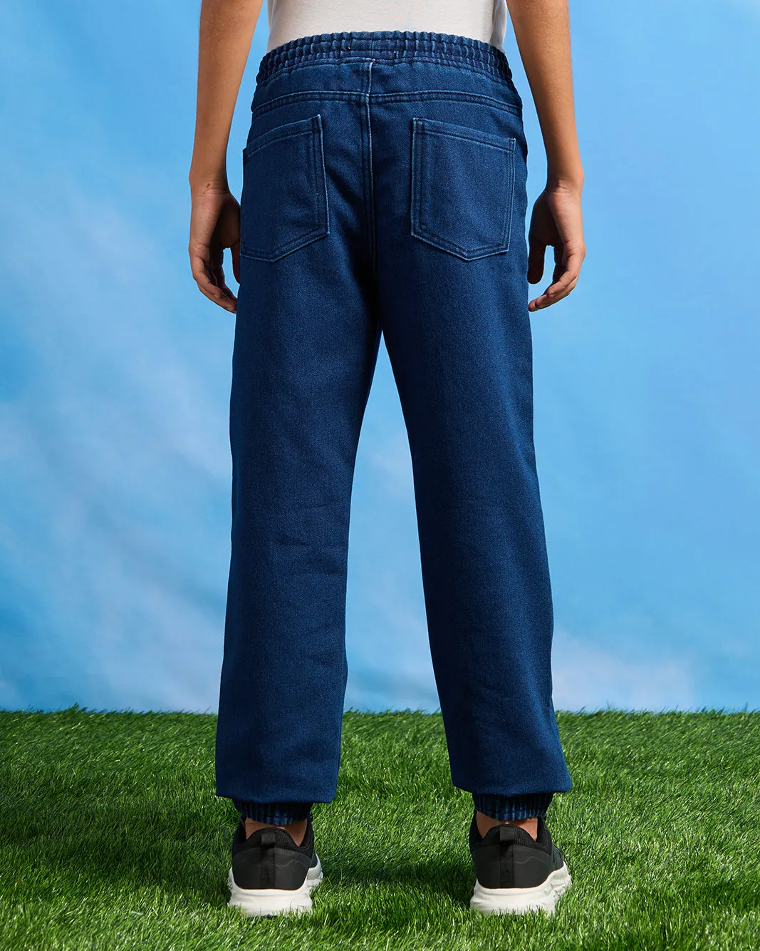 Senior Boys Blue Denim Joggers sold by Redtag product image thumbnail 3