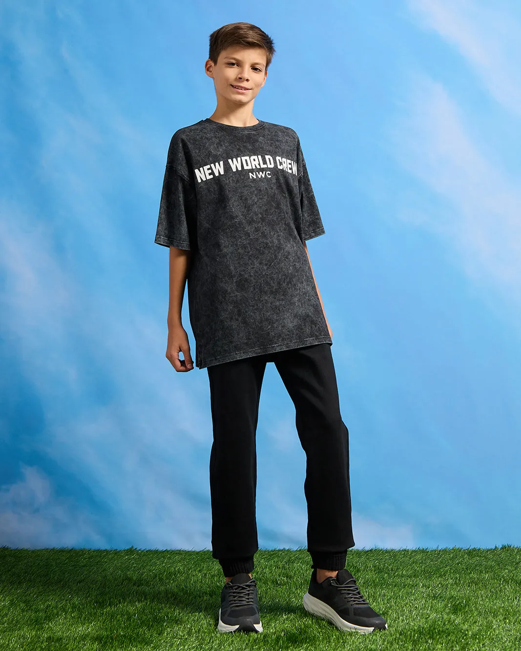 Senior Boys Black Denim Joggers sold by Redtag product image thumbnail 2