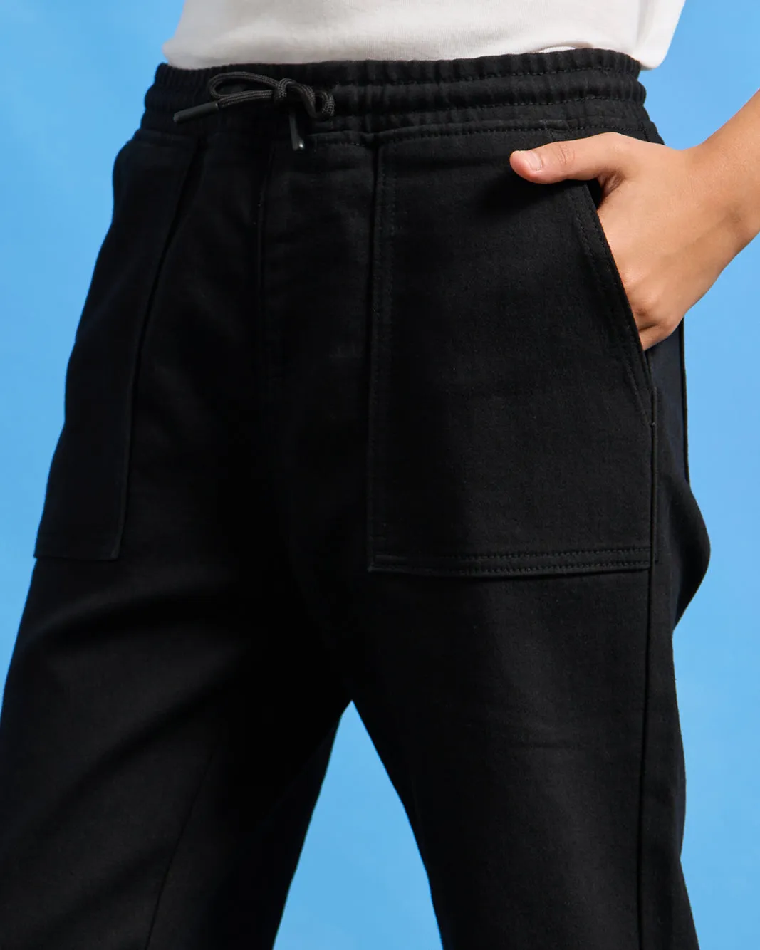 Senior Boys Black Denim Joggers sold by Redtag product image thumbnail 4