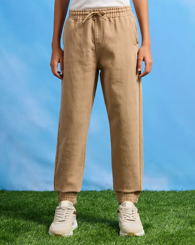 Senior Boys Beige Denim Joggers sold by Redtag