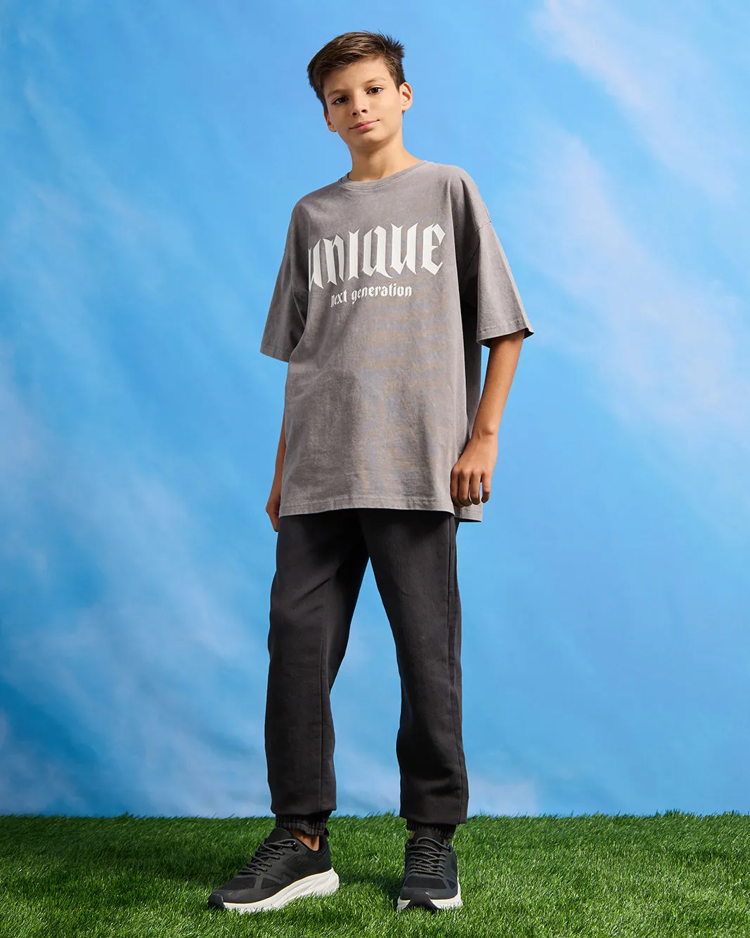 Senior Boys Grey Printed Oversize T-Shirt sold by Redtag product image thumbnail 2