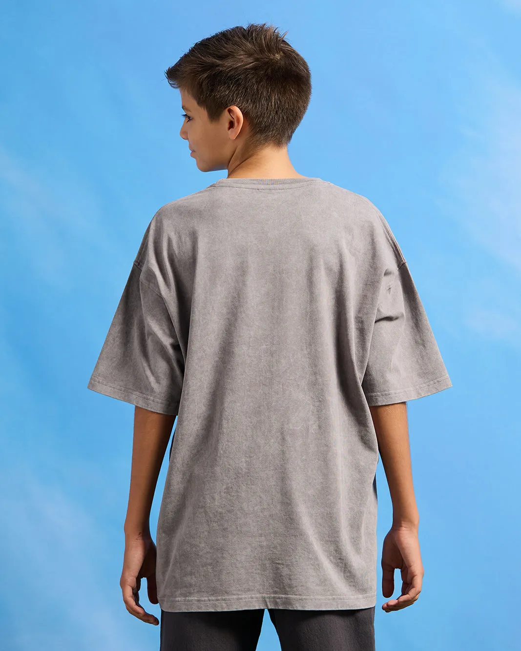 Senior Boys Grey Printed Oversize T-Shirt sold by Redtag product image thumbnail 3