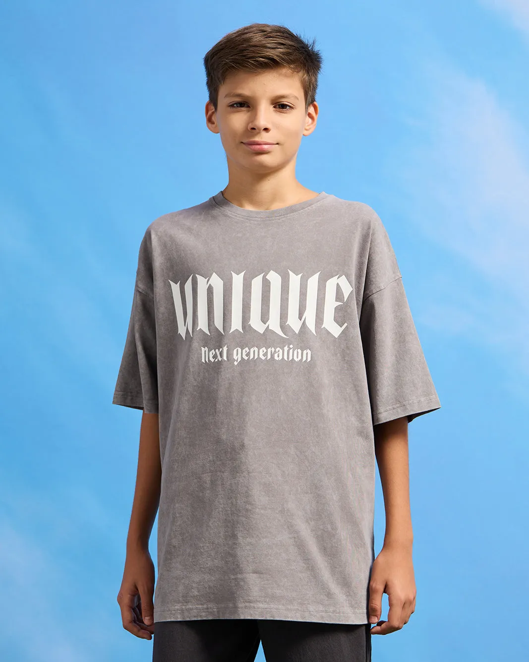 Senior Boys Grey Printed Oversize T-Shirt sold by Redtag