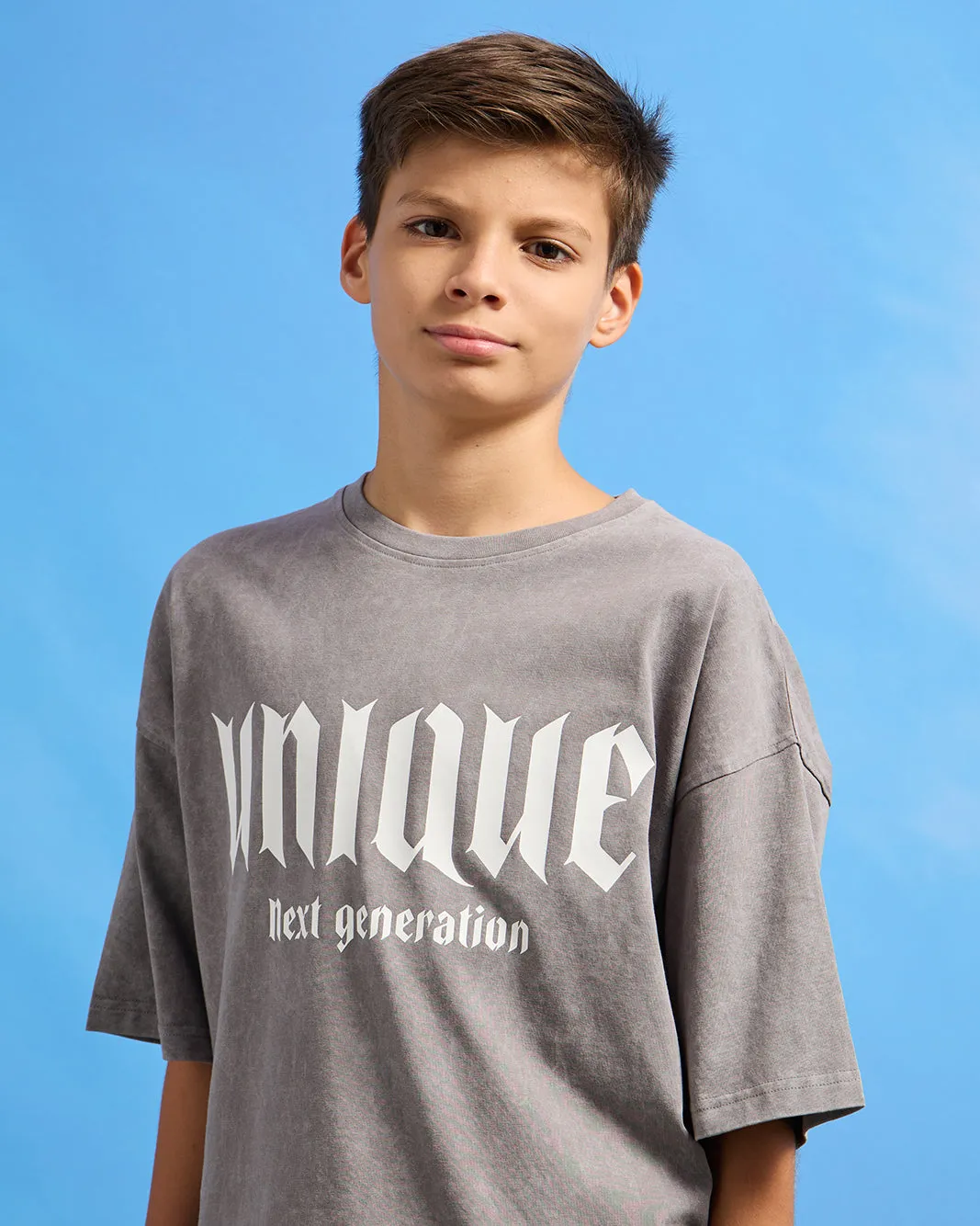 Senior Boys Grey Printed Oversize T-Shirt sold by Redtag product image thumbnail 4