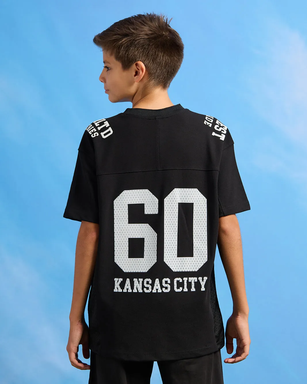 Senior Boys Black Oversize Rugby T-Shirt sold by Redtag product image thumbnail 3