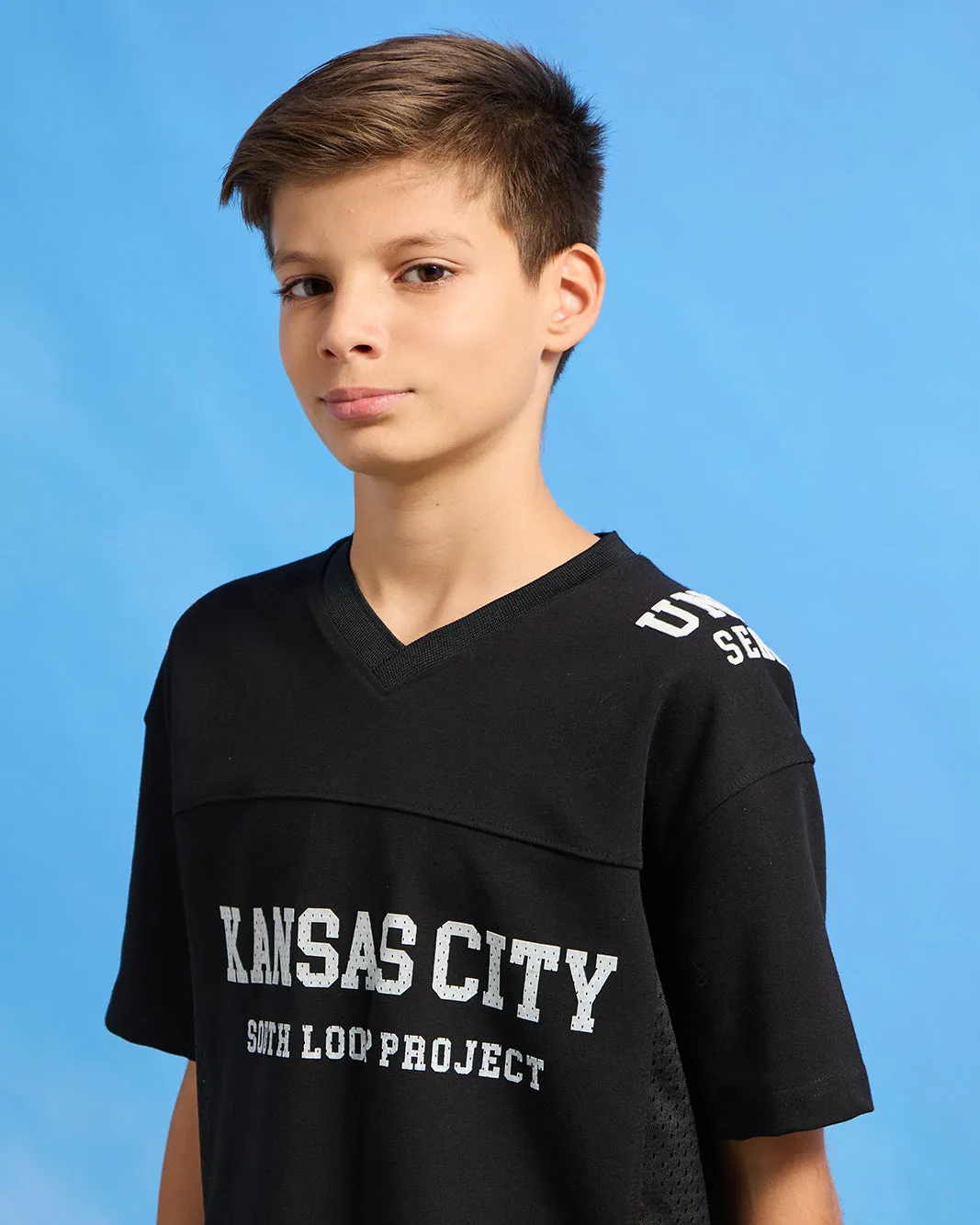 Senior Boys Black Oversize Rugby T-Shirt sold by Redtag product image thumbnail 4