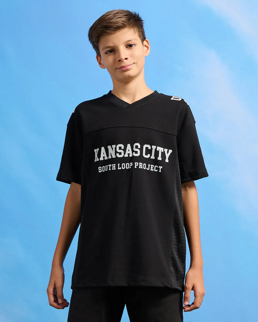 Senior Boys Black Oversize Rugby T-Shirt sold by Redtag