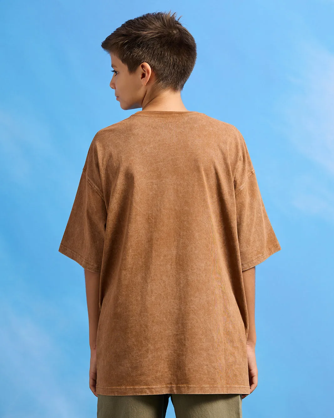 Senior Boys Brown Printed Oversize T-Shirt sold by Redtag product image thumbnail 3