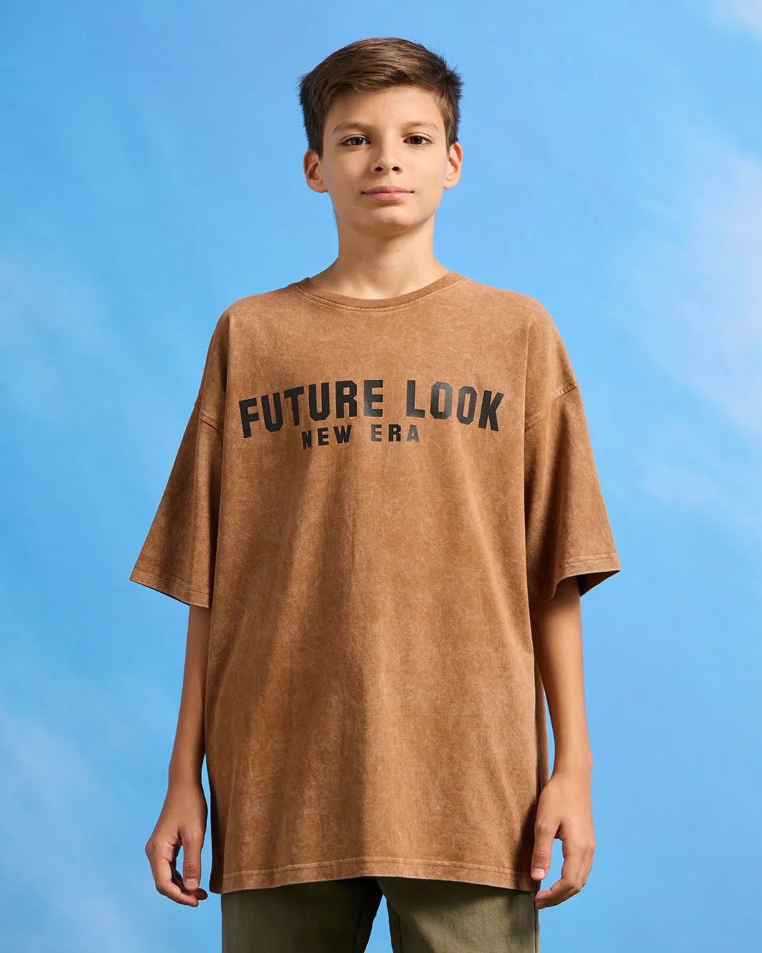 Senior Boys Brown Printed Oversize T-Shirt sold by Redtag