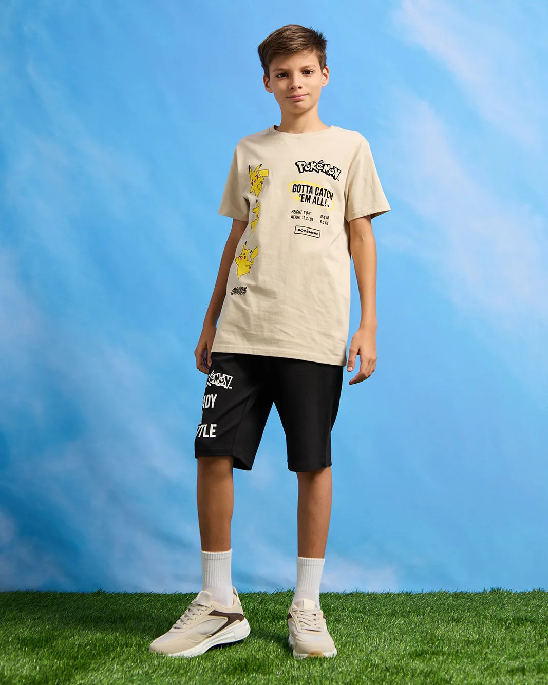 Senior Boys Beige Catch Them All Pokémon T-Shirt sold by Redtag