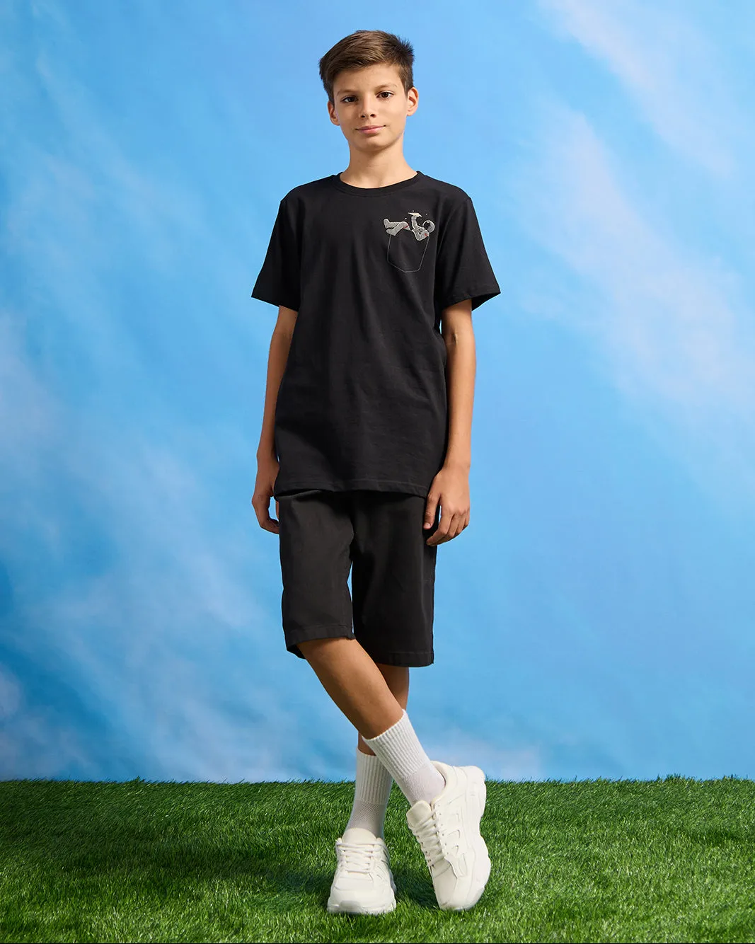 Senior Boys Black Pocket T-Shirt sold by Redtag