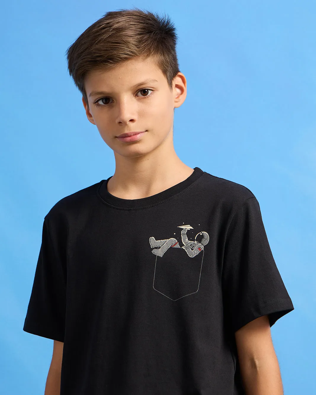Senior Boys Black Pocket T-Shirt sold by Redtag product image thumbnail 4
