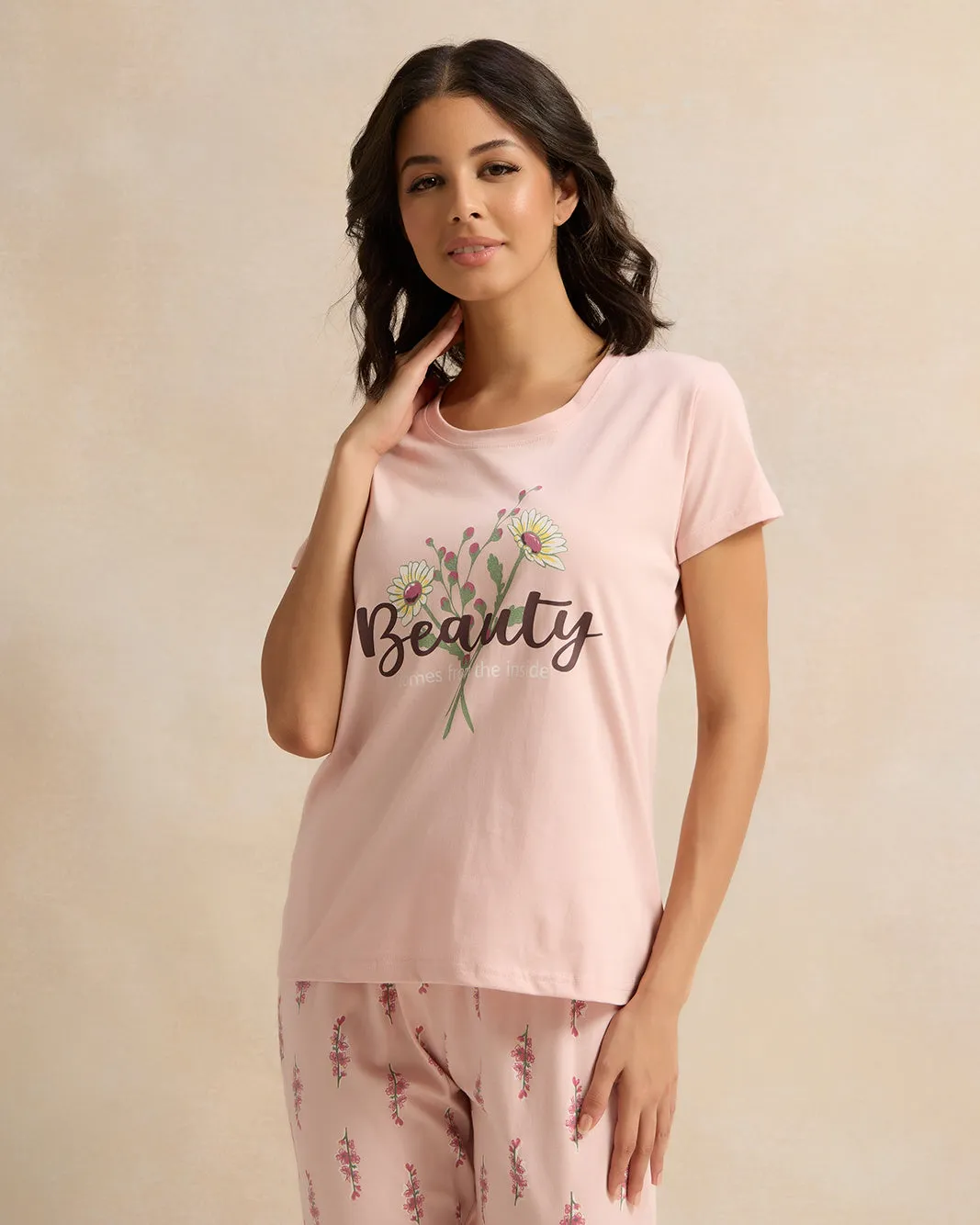 Women Pink Printed Payjama Set (2 Piece) sold by Redtag product image thumbnail 2