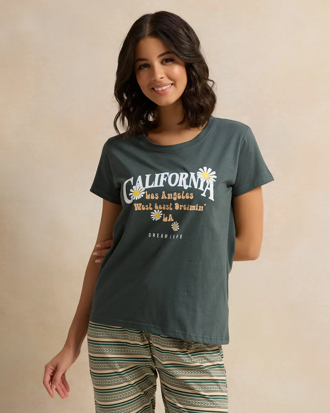 Women Grey Printed Payjama Set (2 Piece) sold by Redtag product image thumbnail 2