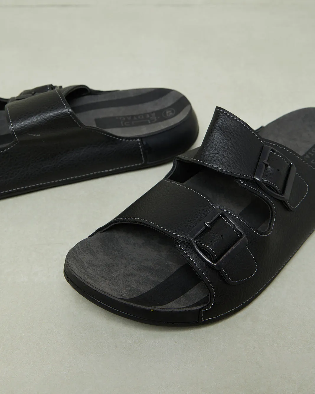 Men Black Buckle Sandals sold by Redtag product image thumbnail 3