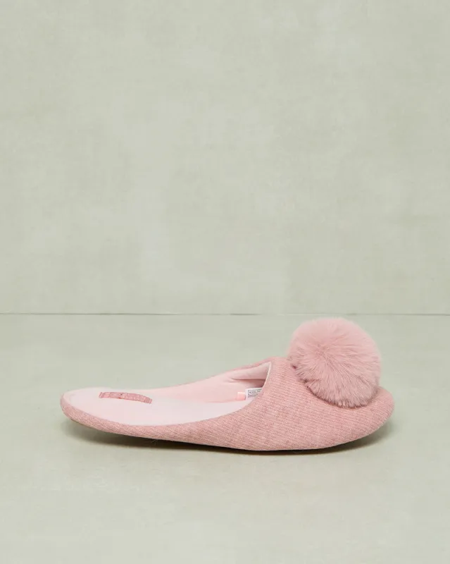Women Pink Pompom Closed Toe Slipper sold by Redtag