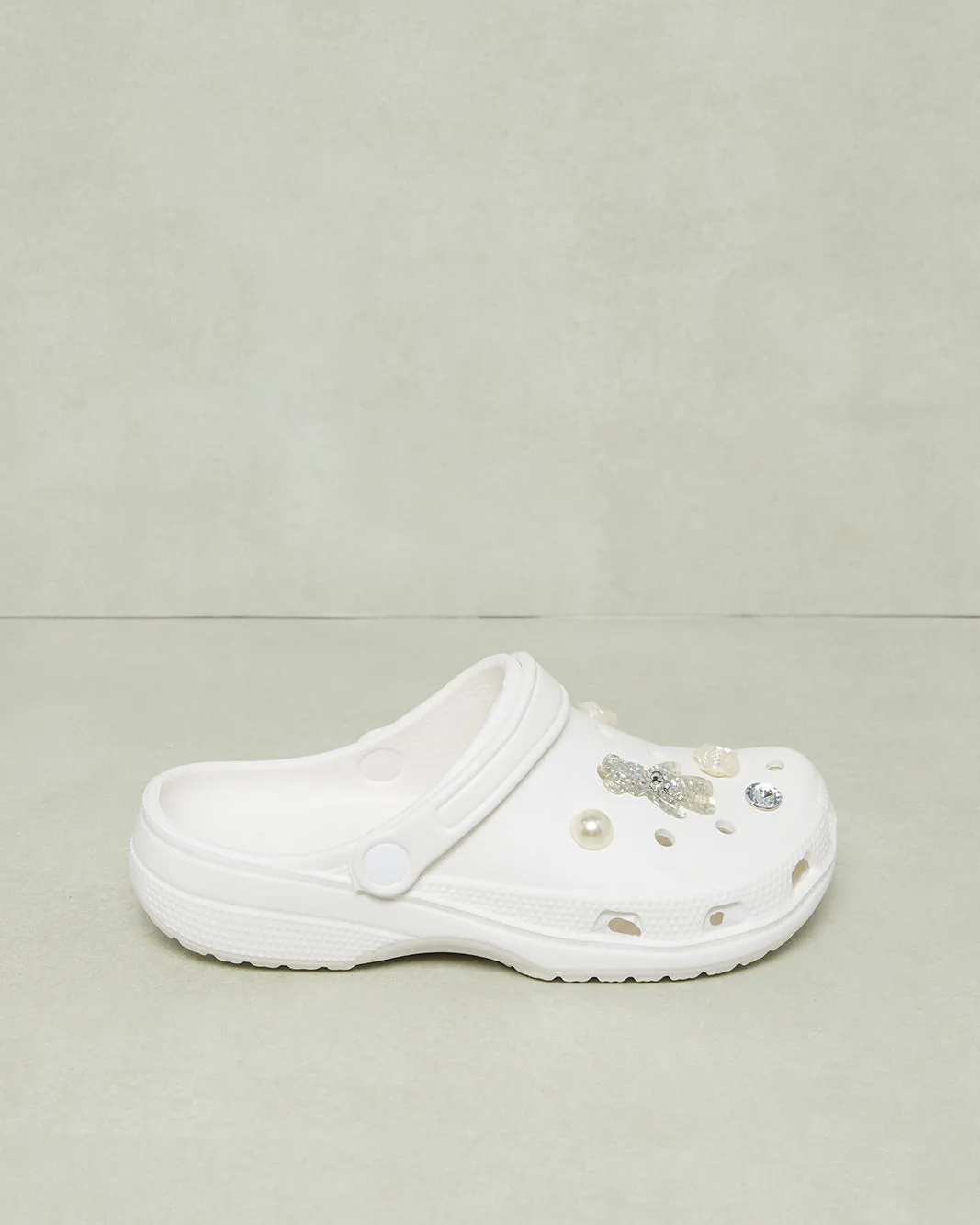 Women White Embellished Molded Mule sold by Redtag