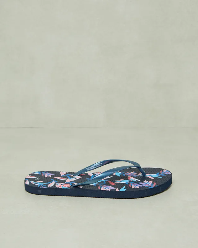Women Navy Floral Print Flip Flop sold by Redtag