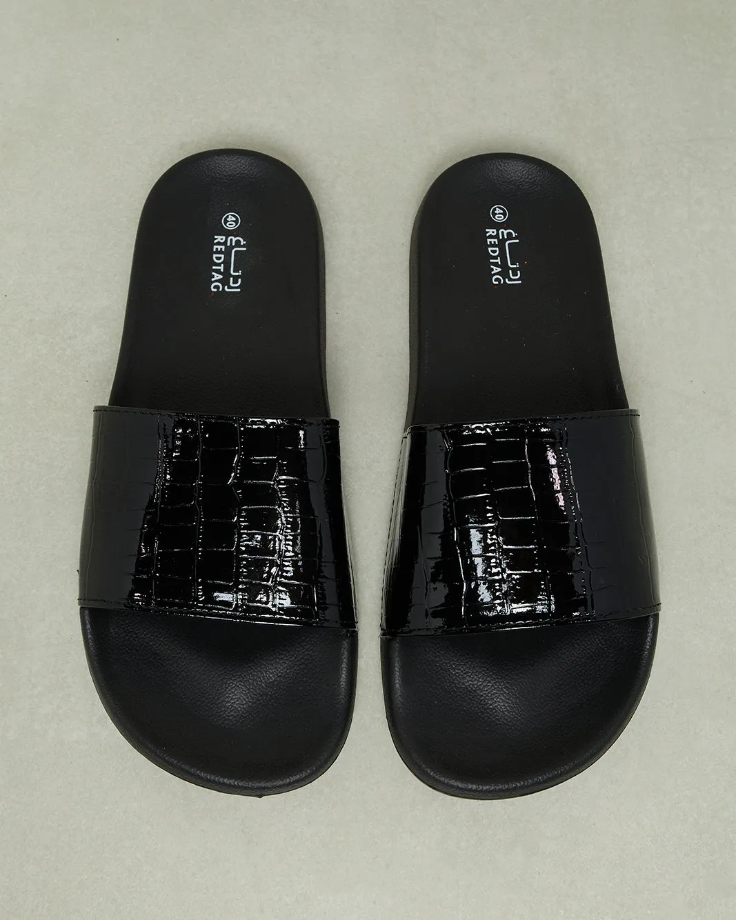 Women Black Textured Slide sold by Redtag product image thumbnail 2