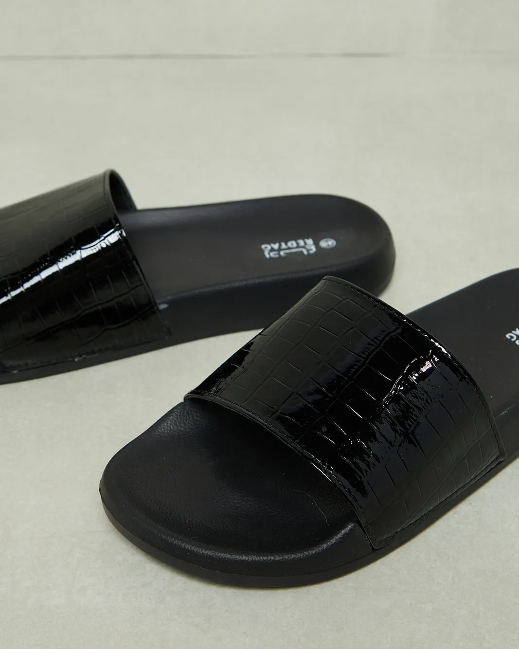 Women Black Textured Slide sold by Redtag product image thumbnail 3