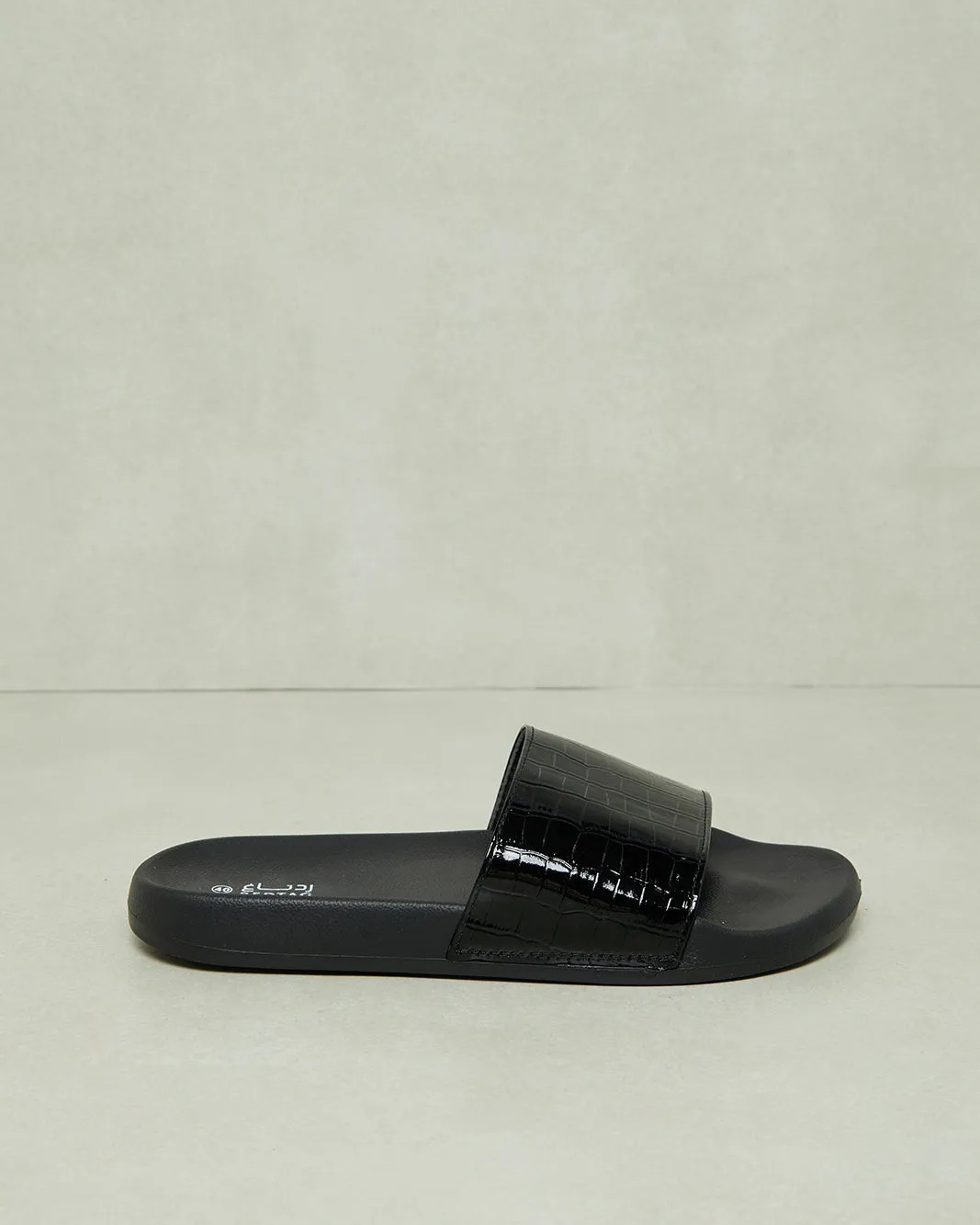Women Black Textured Slide sold by Redtag