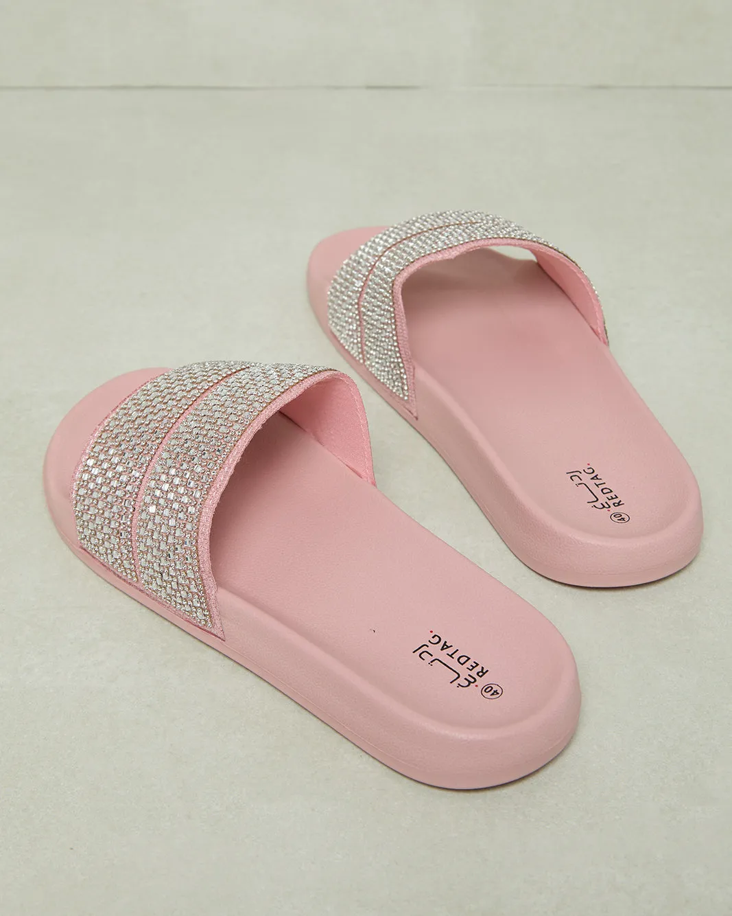 Women Pink Embellished Slide sold by Redtag product image thumbnail 3
