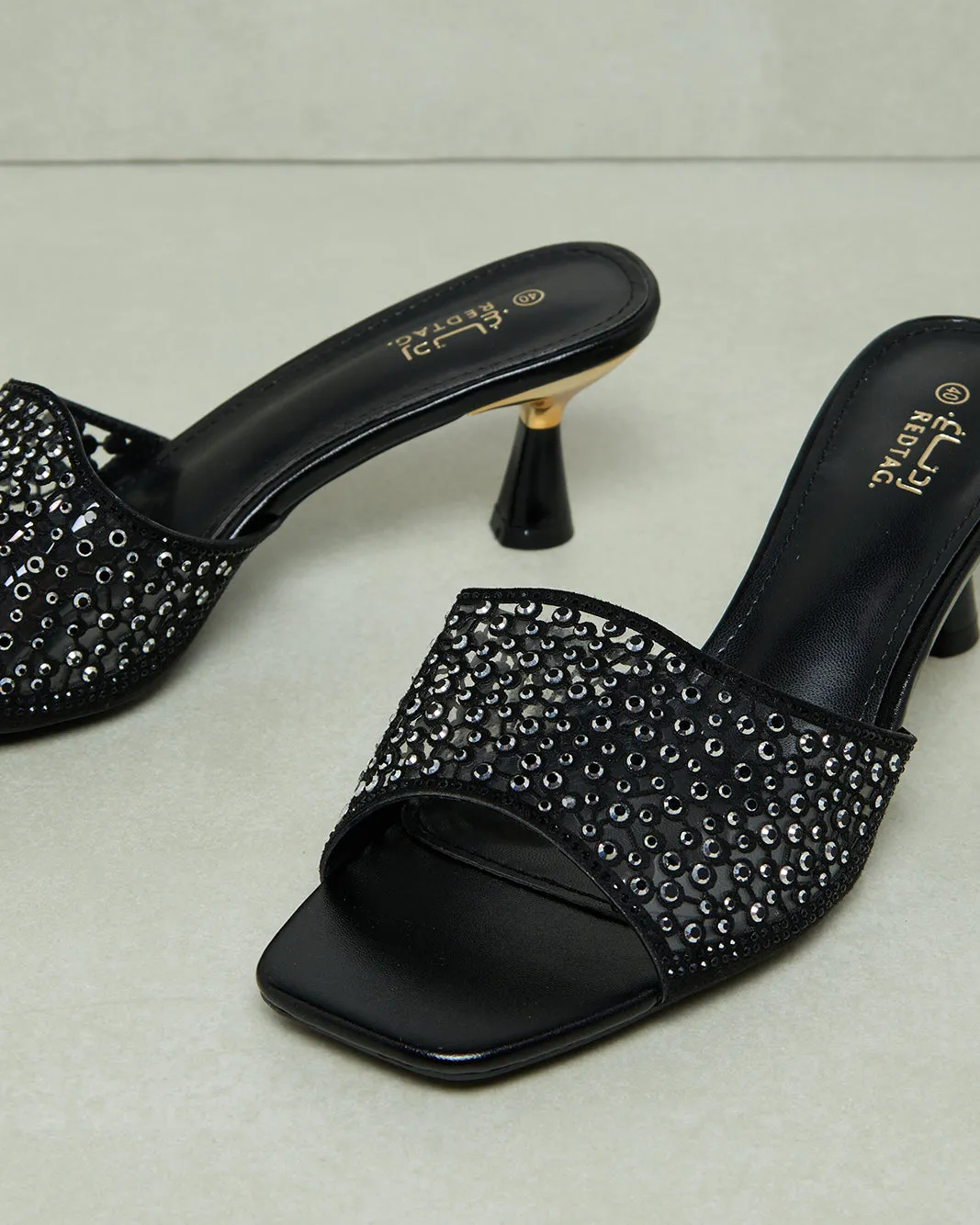 Women Black Diamante Mule sold by Redtag product image thumbnail 3