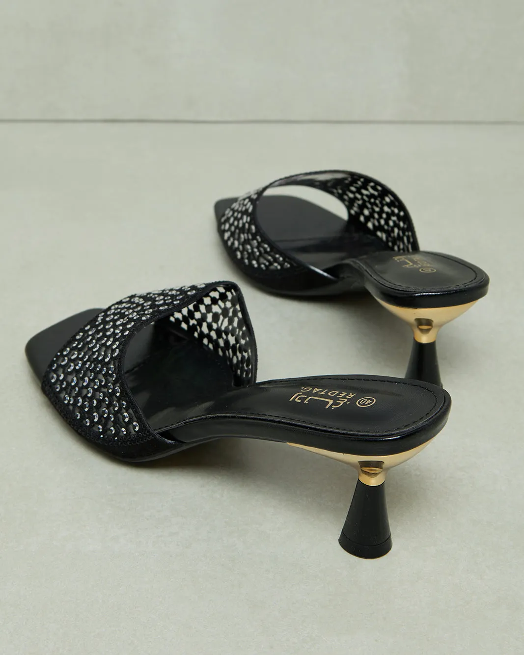 Women Black Diamante Mule sold by Redtag product image thumbnail 4